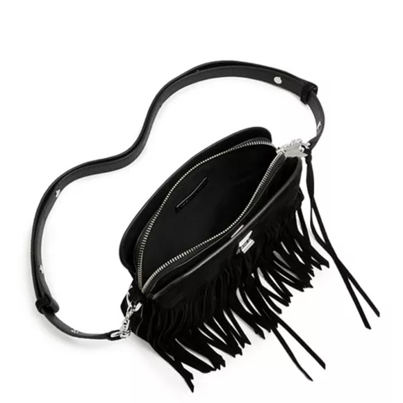 Rebecca Minkoff Darren Small Suede Black Fringe Crossbody NWOT - Picture 3 of 10